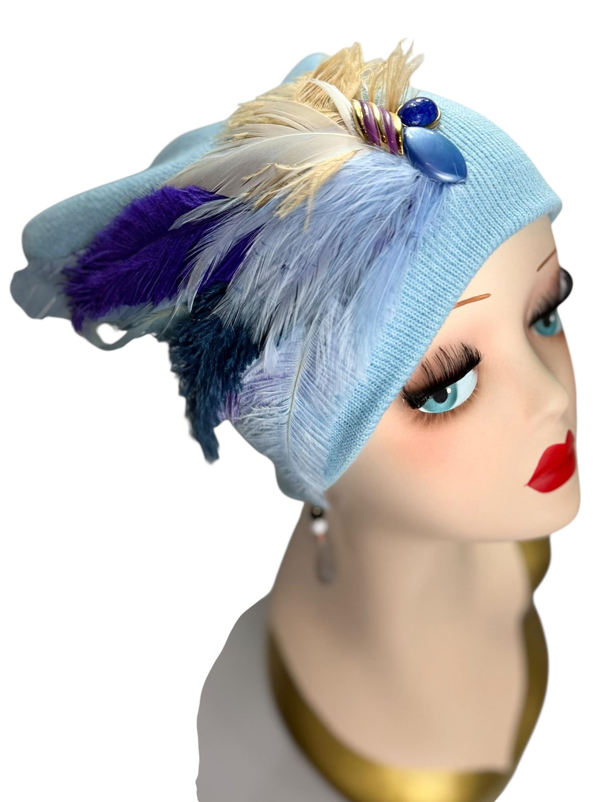 Dove in the Blue Sky - Luxurious Feathered & Vintage Jeweled Embellished Accessory