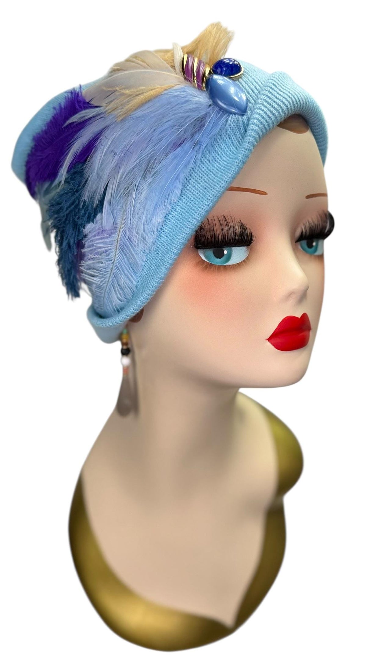 Dove in the Blue Sky - Luxurious Feathered & Vintage Jeweled Embellished Accessory