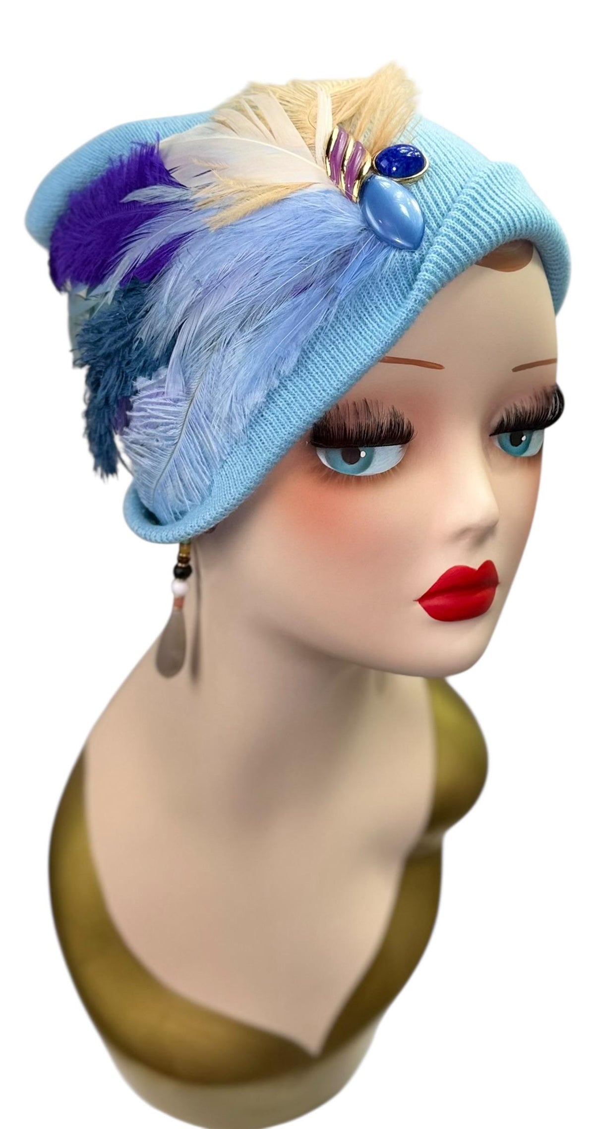 Dove in the Blue Sky - Luxurious Feathered & Vintage Jeweled Embellished Accessory