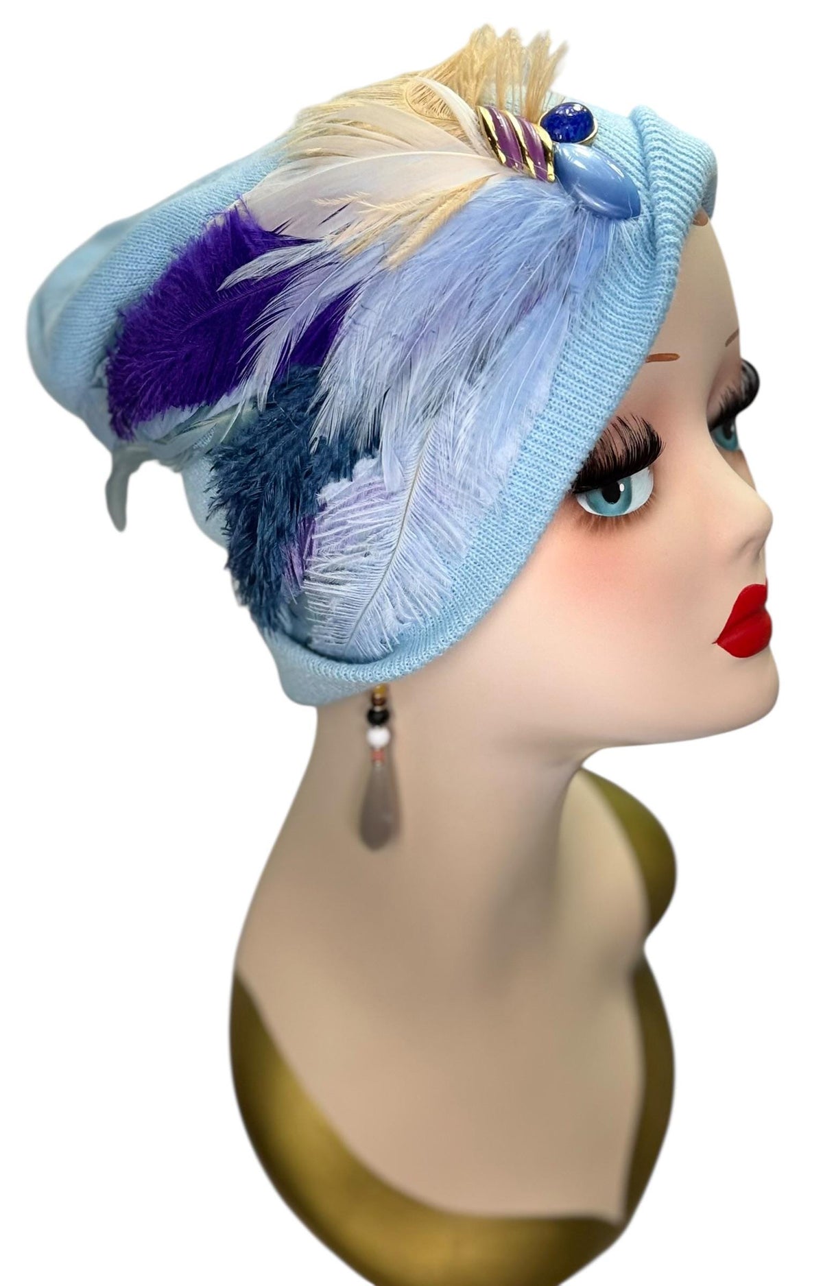 Dove in the Blue Sky - Luxurious Feathered & Vintage Jeweled Embellished Accessory