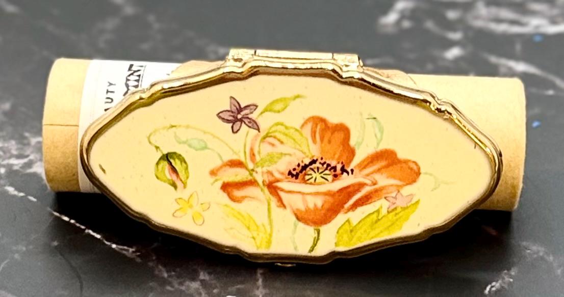 Vintage Lipstick Ring Holder w/Flip-Up Mirror - Eclipse Oval