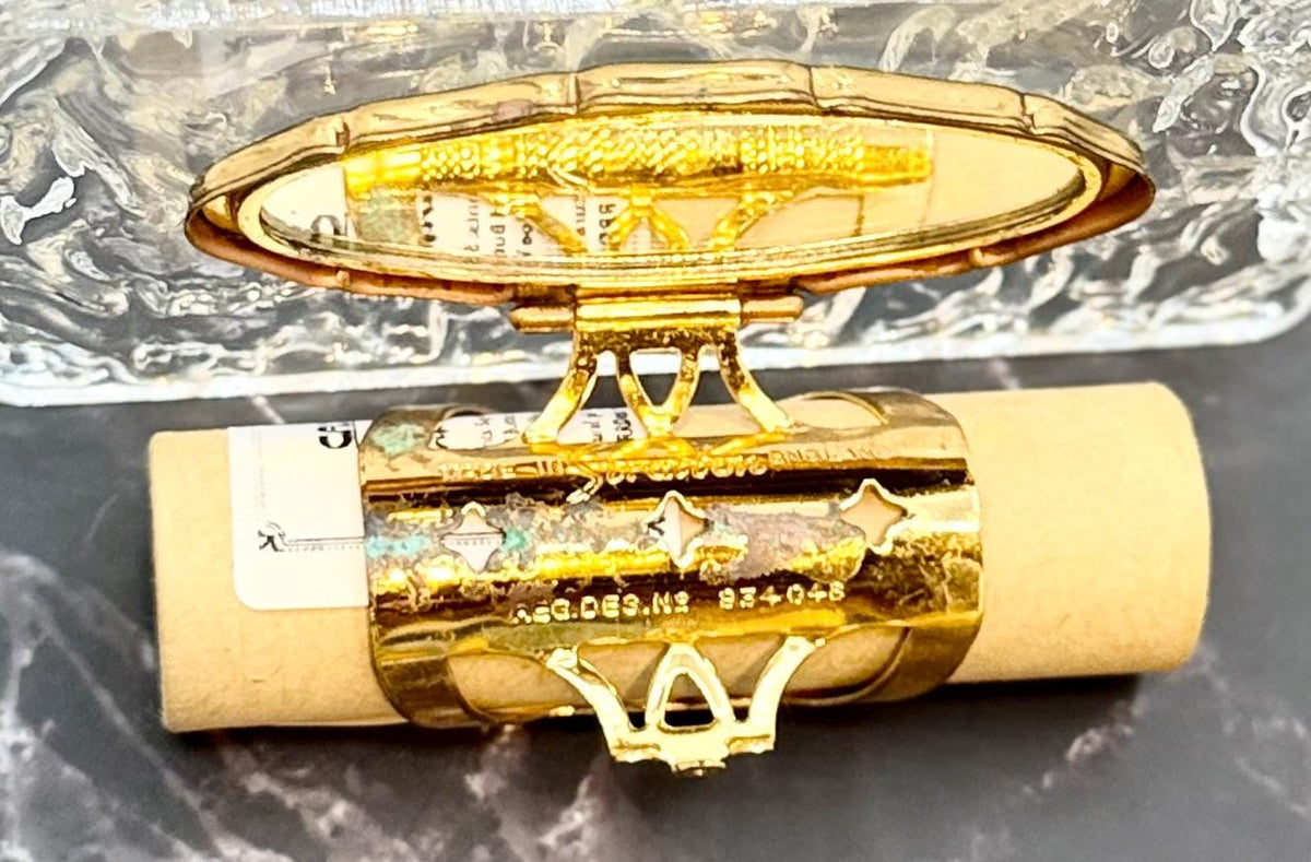 Vintage Lipstick Ring Holder w/Flip-Up Mirror - Eclipse Oval