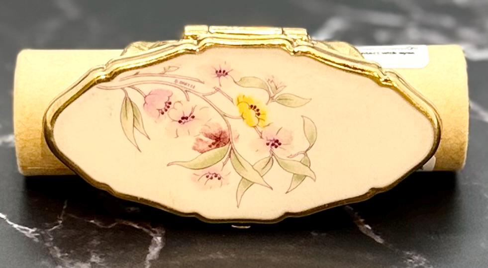 Vintage Lipstick Ring Holder w/Flip-Up Mirror - Eclipse Oval