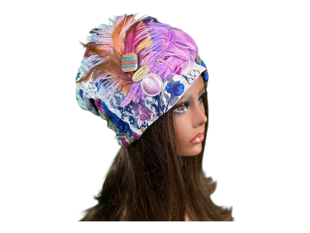 Sunday Walks Statement Floral Lace Flapper - Vintage Jeweled & Feathered Designer Collectible Accessory