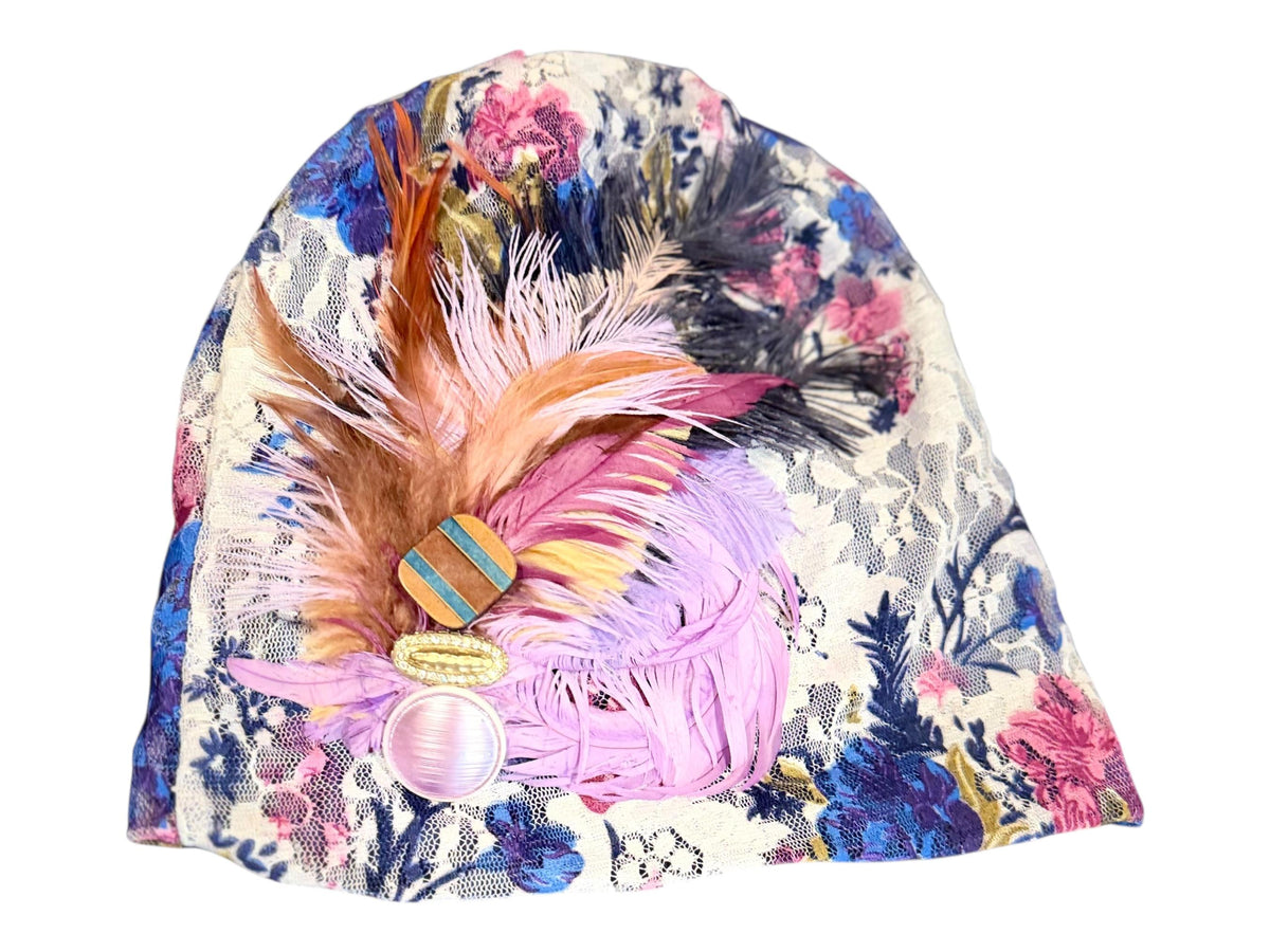 Sunday Walks Statement Floral Lace Flapper - Vintage Jeweled & Feathered Designer Collectible Accessory