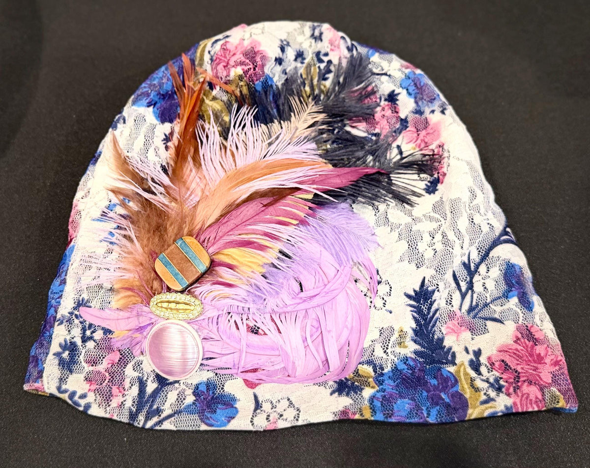 Sunday Walks Statement Floral Lace Flapper - Vintage Jeweled & Feathered Designer Collectible Accessory