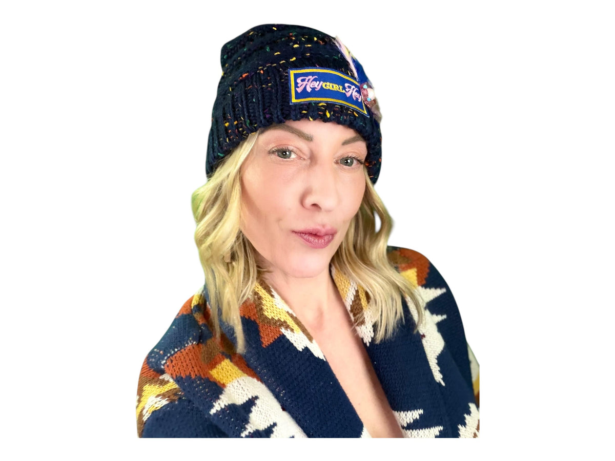 HEY Girl, HEY Patchwork Jeweled Designer Winter Hat
