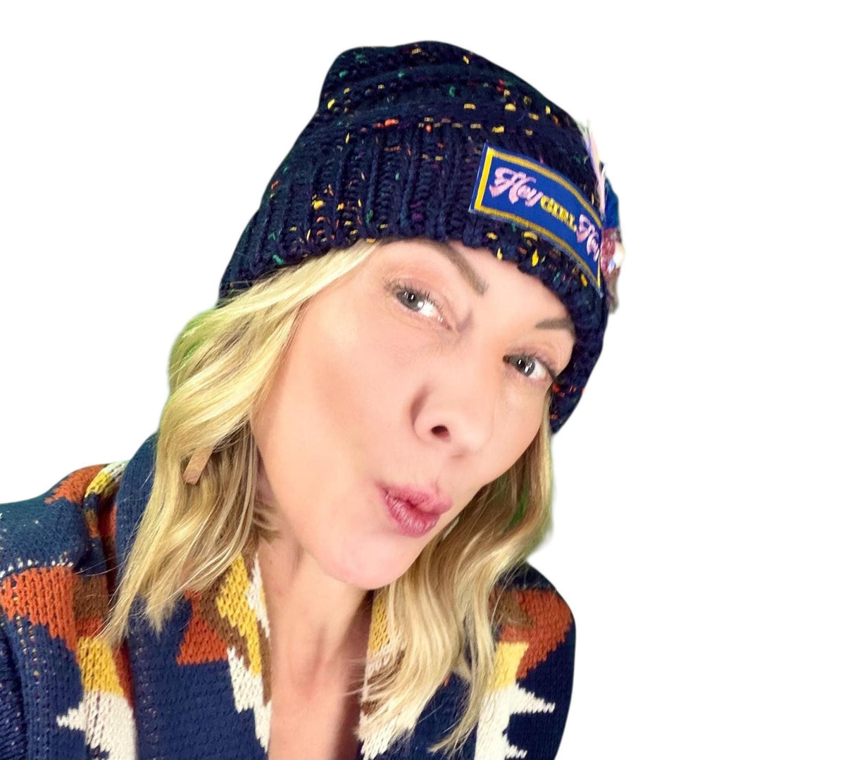 HEY Girl, HEY Patchwork Jeweled Designer Winter Hat