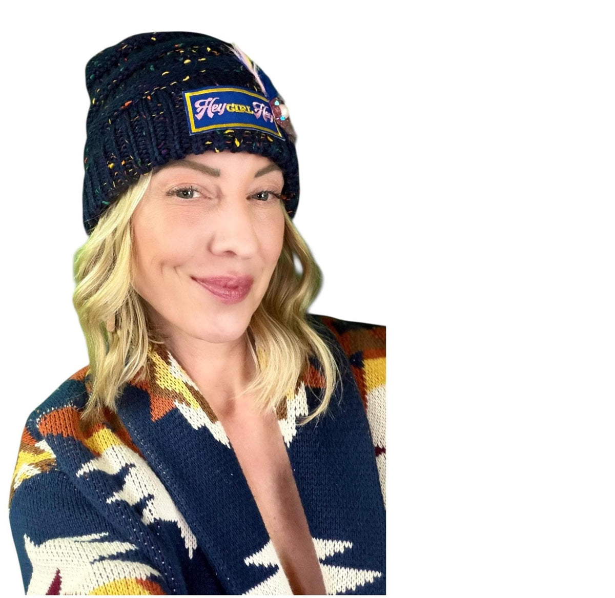 HEY Girl, HEY Patchwork Jeweled Designer Winter Hat