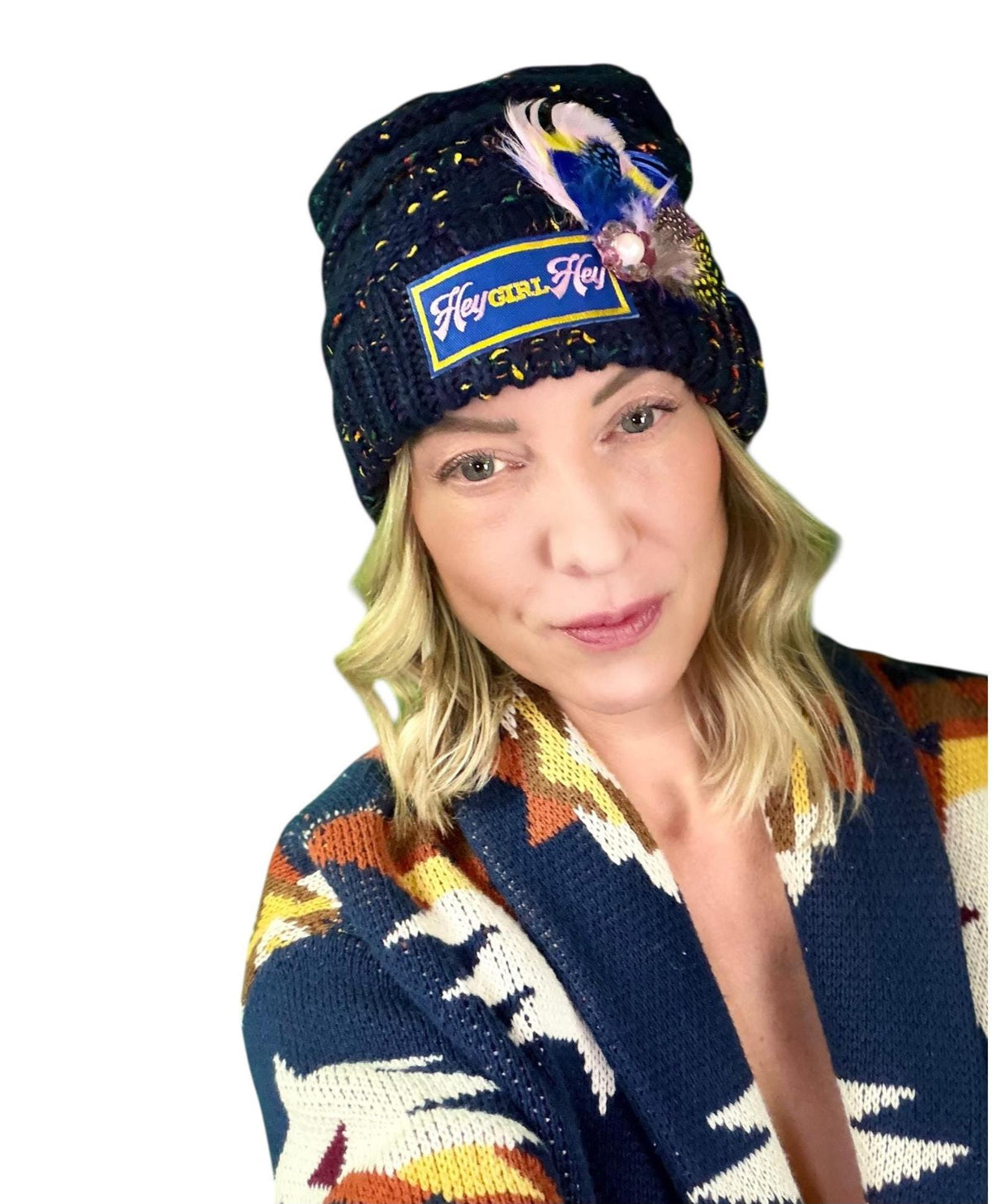 HEY Girl, HEY Patchwork Jeweled Designer Winter Hat