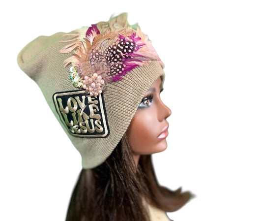 Love Like JESUS, Patchwork Jeweled Designer Hat