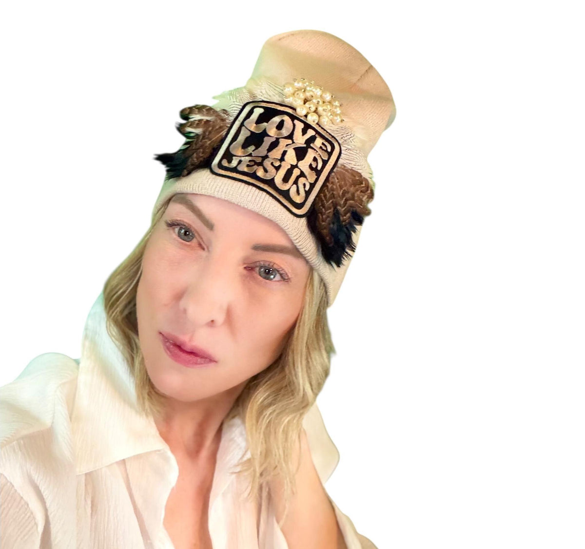 Love Like Jesus, Patchwork Jeweled Fashionable Hat