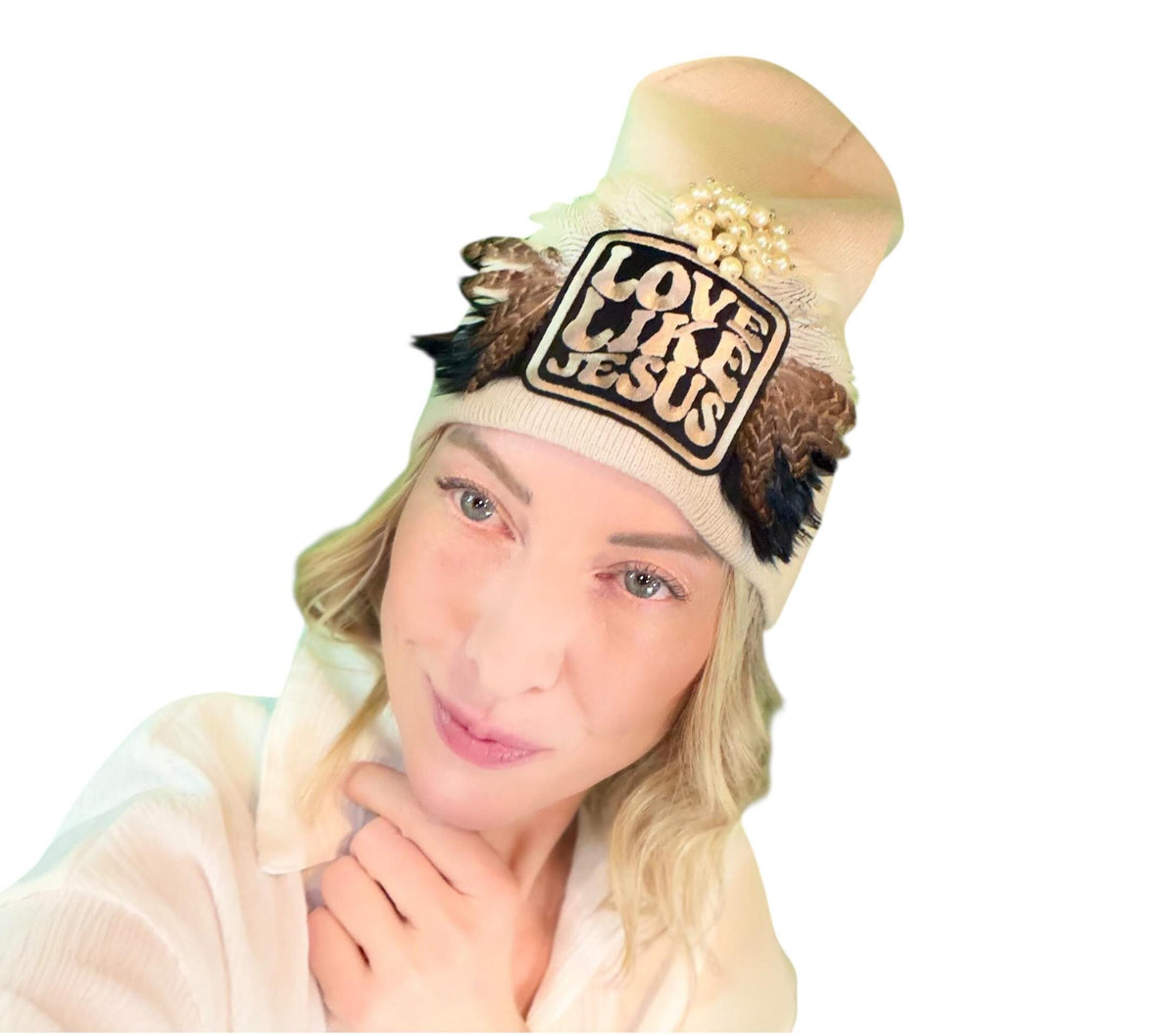Love Like Jesus, Patchwork Jeweled Fashionable Hat