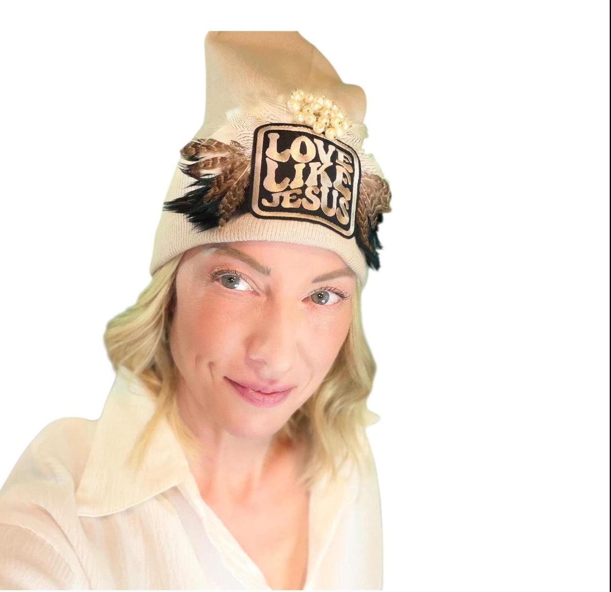 Love Like Jesus, Patchwork Jeweled Fashionable Hat