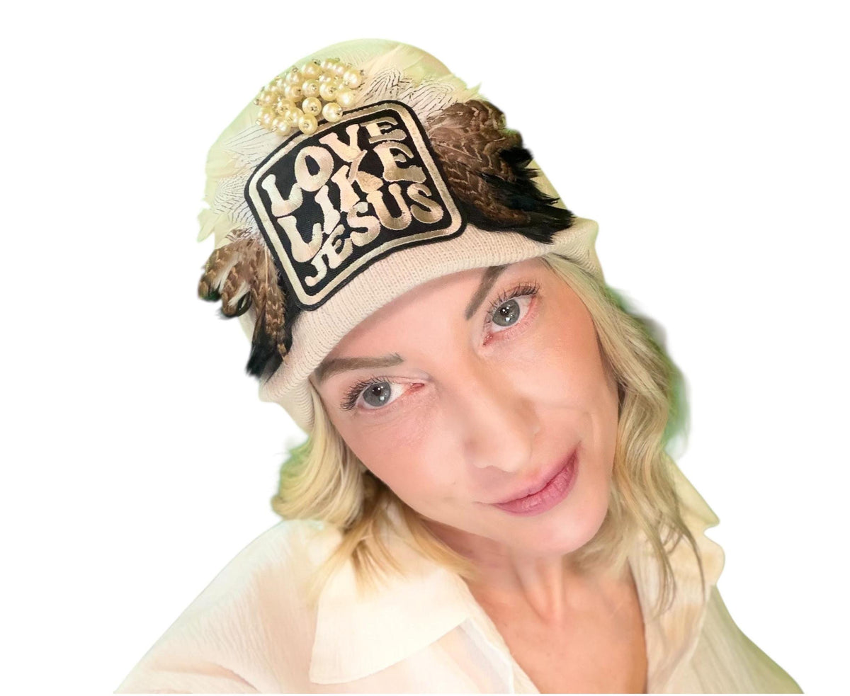 Love Like Jesus, Patchwork Jeweled Fashionable Hat