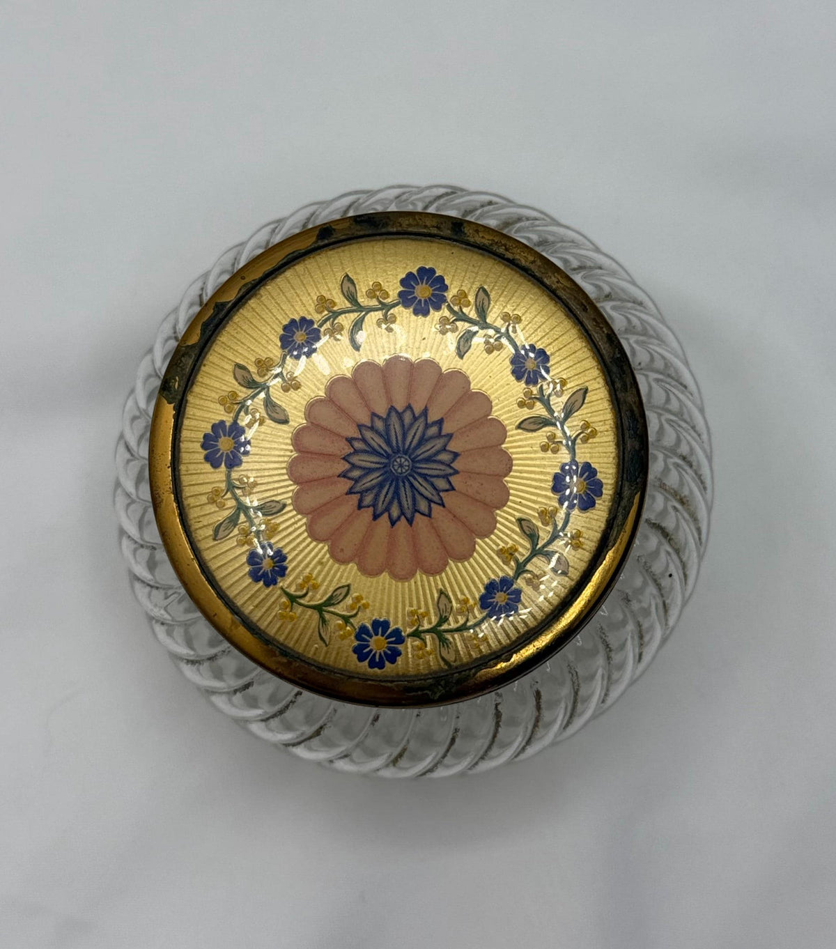 Vintage Glass Vanity Jars Gold Floral Lids Set of 3 Victorian Style Powder Trinket Holders Storage Decor