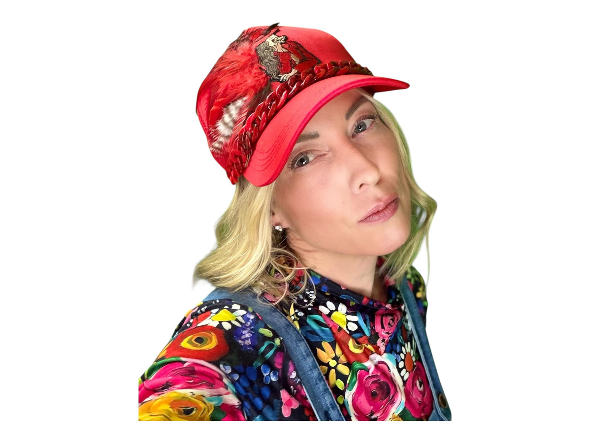 NEW Style Statement “Cigar Woman” Patchwork Jeweled Fashionable Avant-Garde Turcker Hat