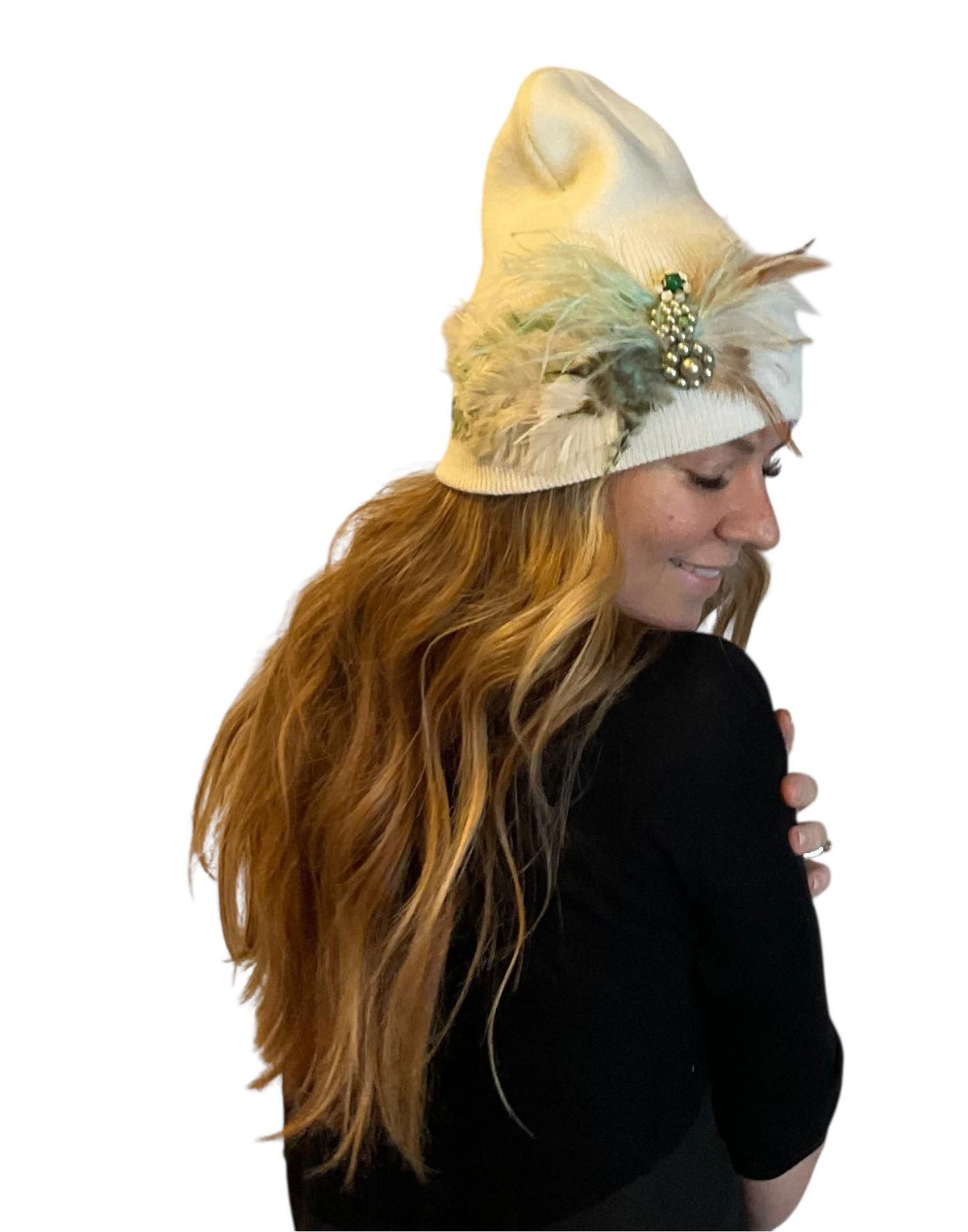 Pure as the day | A butterfly emerges | hand-embellished beanie