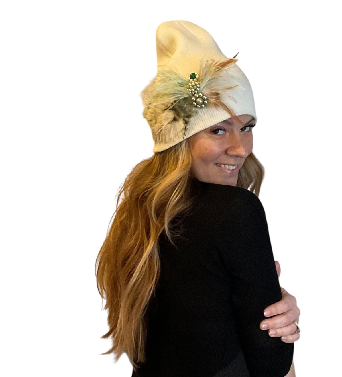 Pure as the day | A butterfly emerges | hand-embellished beanie