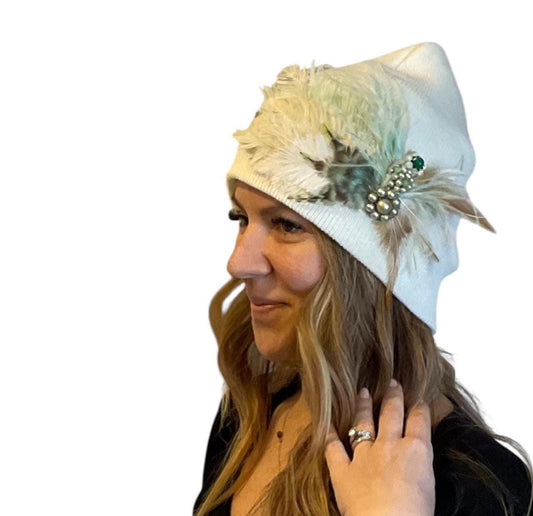 Pure as the day | A butterfly emerges | hand-embellished beanie