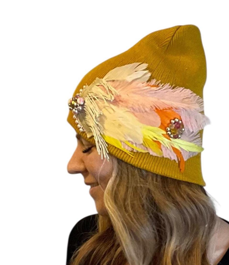 Indian Arrowhead | hand-embellished beanie