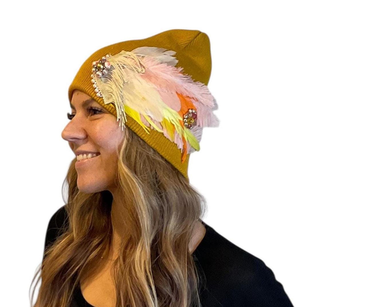 Indian Arrowhead | hand-embellished beanie