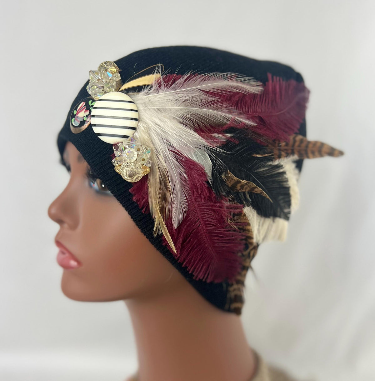 Retro 80’s - Boogie Nights - Vintage Jeweled & Feather-work Artistry - Fashionable Wear