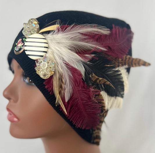 Retro 80’s - Boogie Nights - Vintage Jeweled & Feather-work Artistry - Fashionable Wear