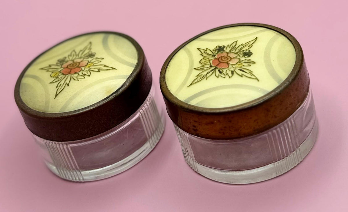 Ladies Dresser Jars - Vintage Collectible Vanity Power Jars - Vanity Storage