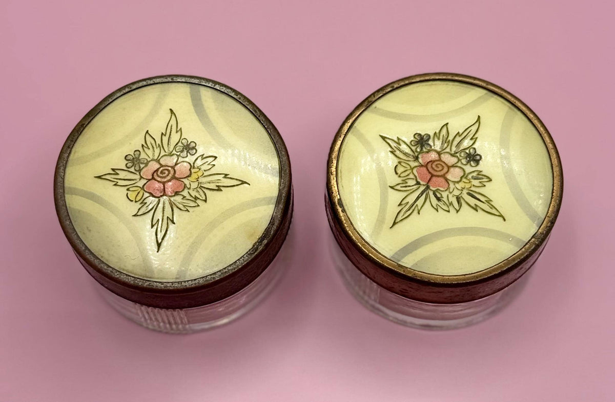 Ladies Dresser Jars - Vintage Collectible Vanity Power Jars - Vanity Storage