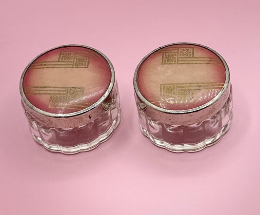Ladies Dresser Jars - Vintage Collectible Vanity Power Jars - Vanity Storage