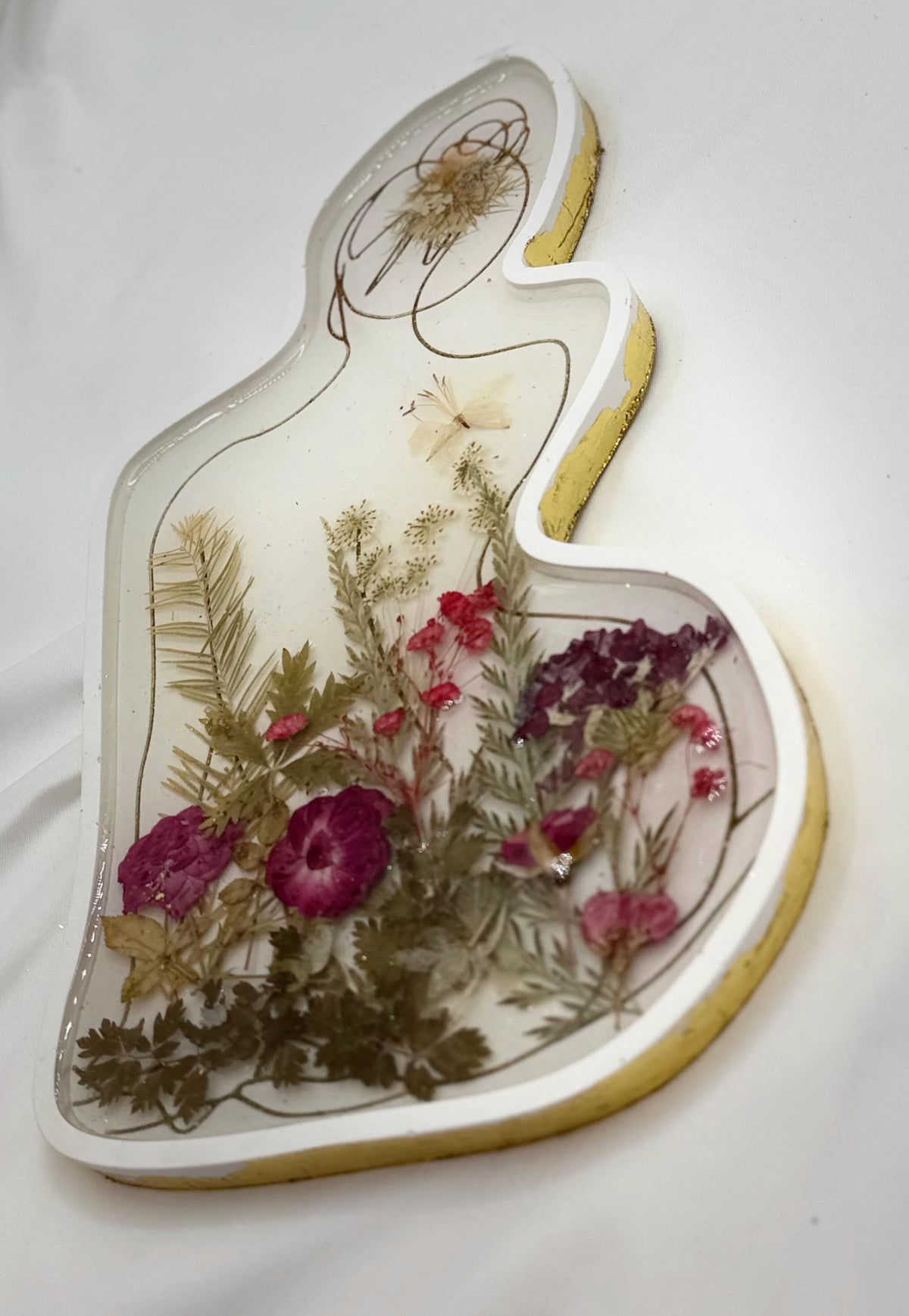 Jesmonite Vanity Tray - Ladies Figure, Dried Floral Display