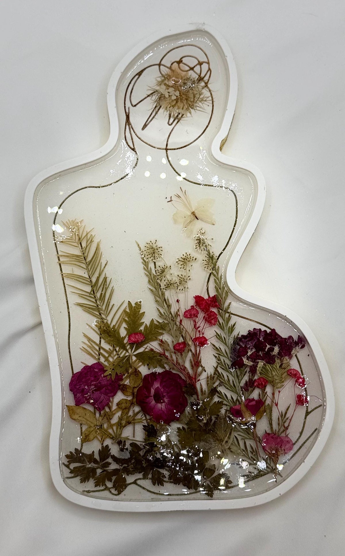 Jesmonite Vanity Tray - Ladies Figure, Dried Floral Display