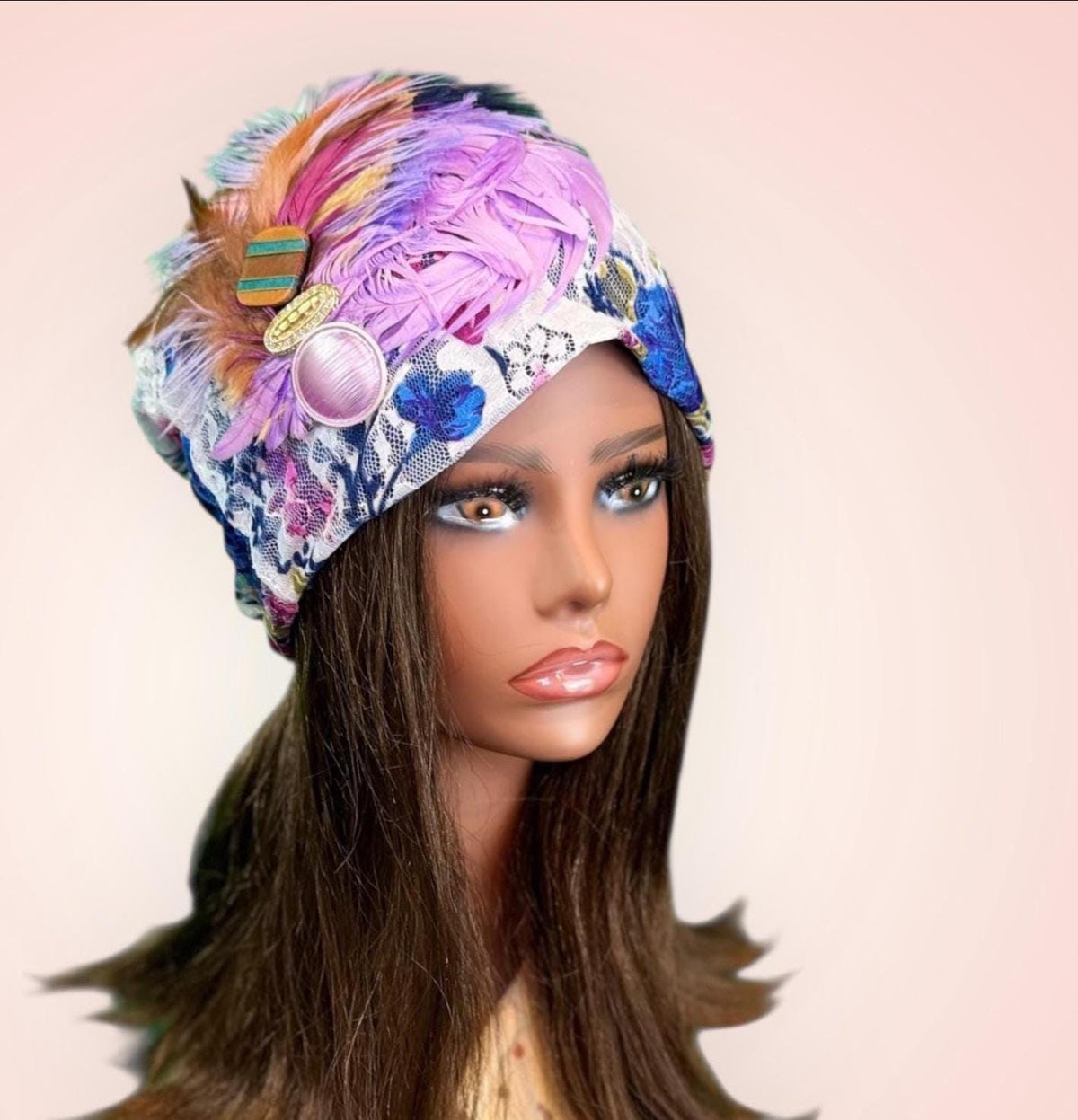 Sunday Walks Statement Floral Lace Flapper - Vintage Jeweled & Feathered Designer Collectible Accessory