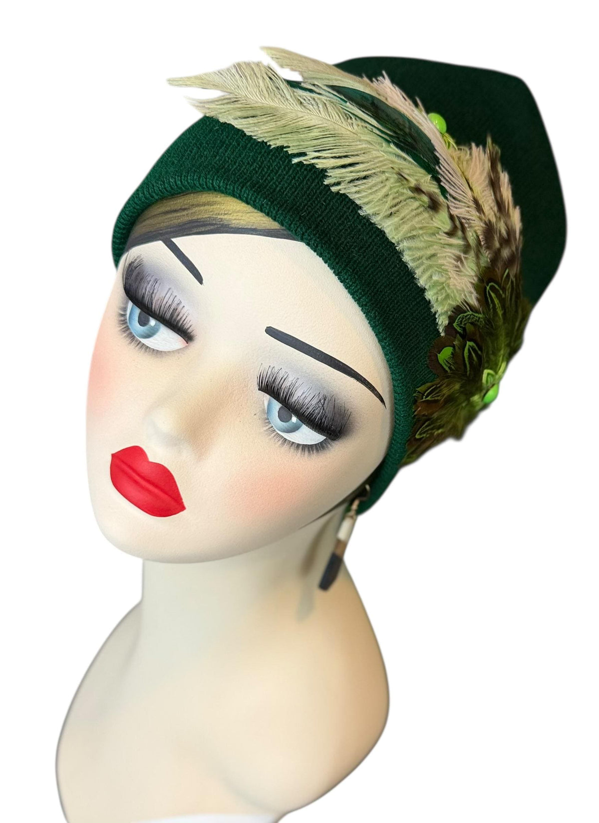 Green Clover Patch - Fancy Flapper Style -Slouchy Knit Hat - All Season Wear