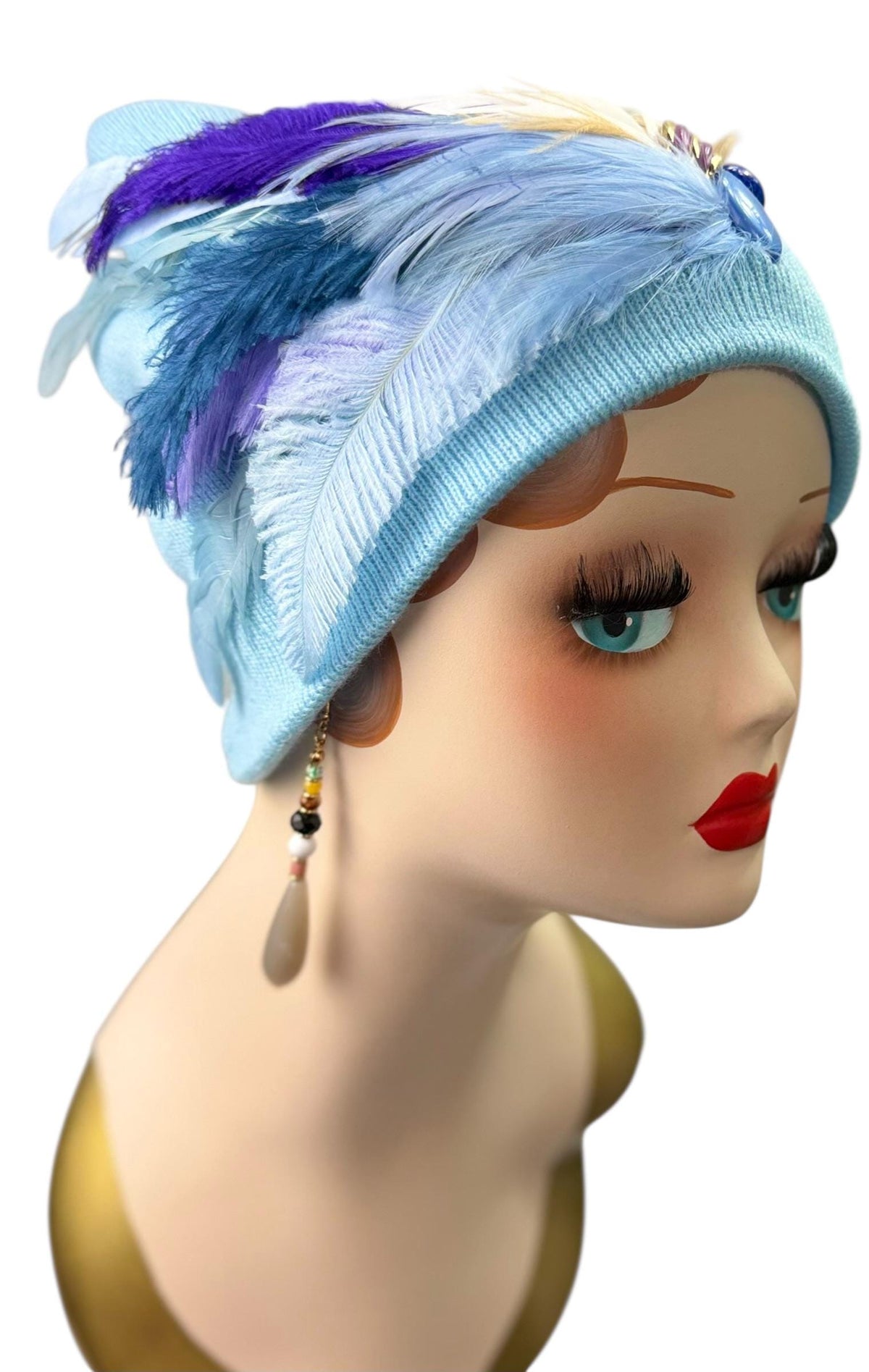 Dove in the Blue Sky - Luxurious Feathered & Vintage Jeweled Embellished Accessory
