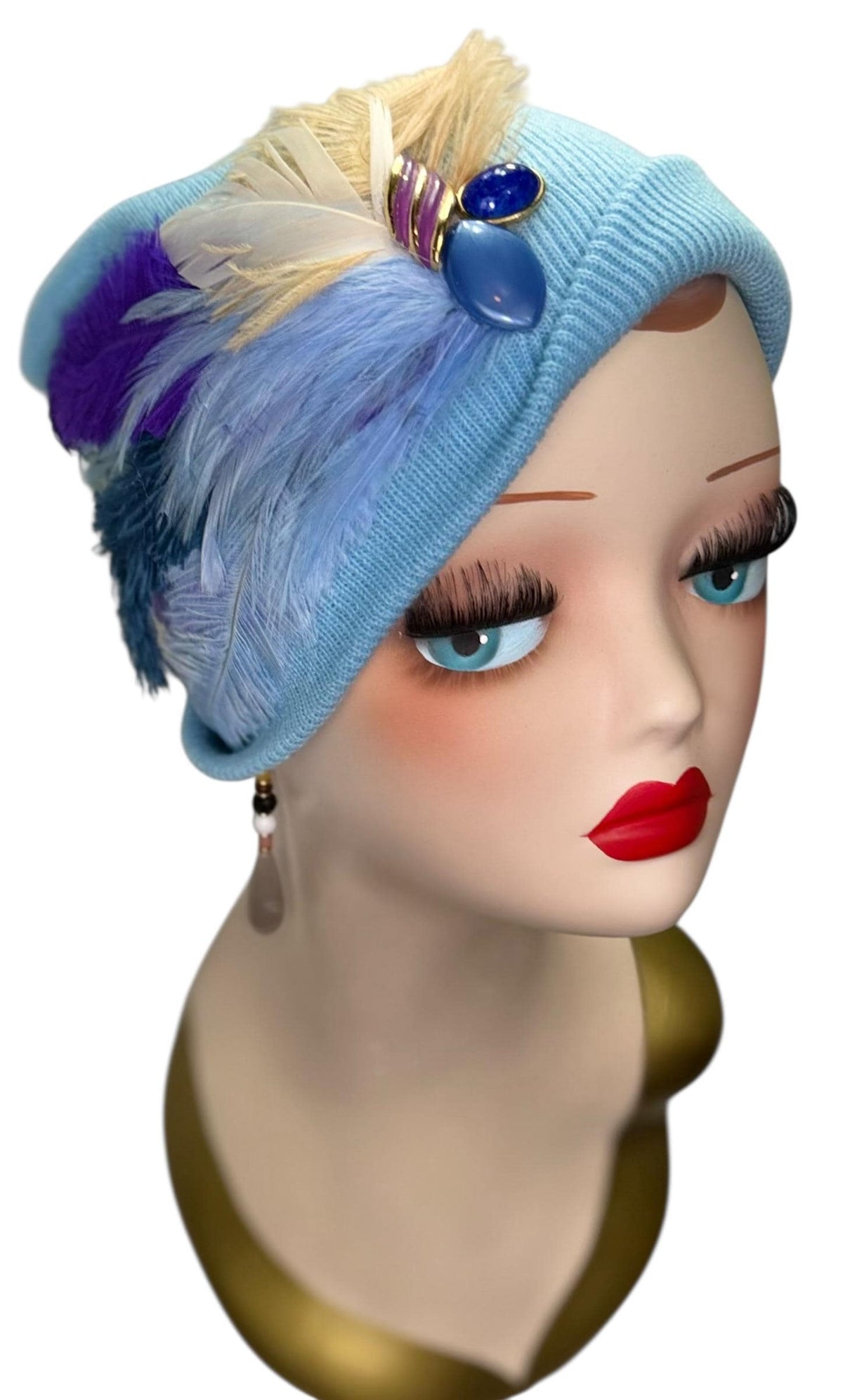Dove in the Blue Sky - Luxurious Feathered & Vintage Jeweled Embellished Accessory