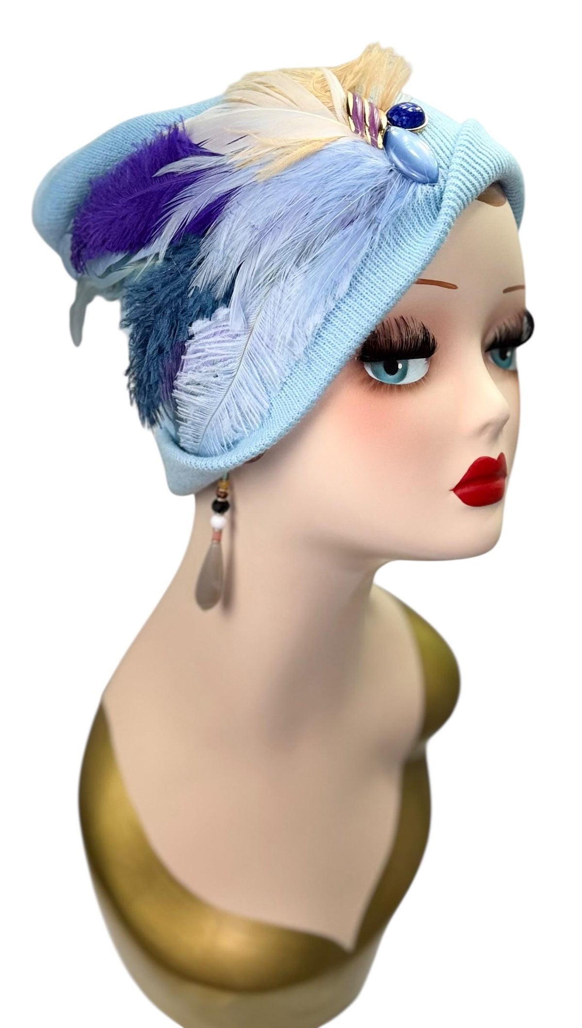 Dove in the Blue Sky - Luxurious Feathered & Vintage Jeweled Embellished Accessory