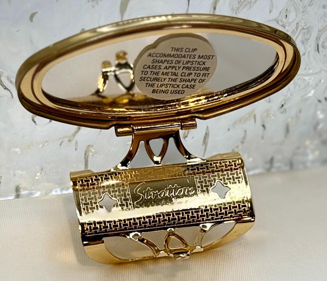 Vintage Stratton Lipstick Holder Ring – Flip-up Mirror, Made in England