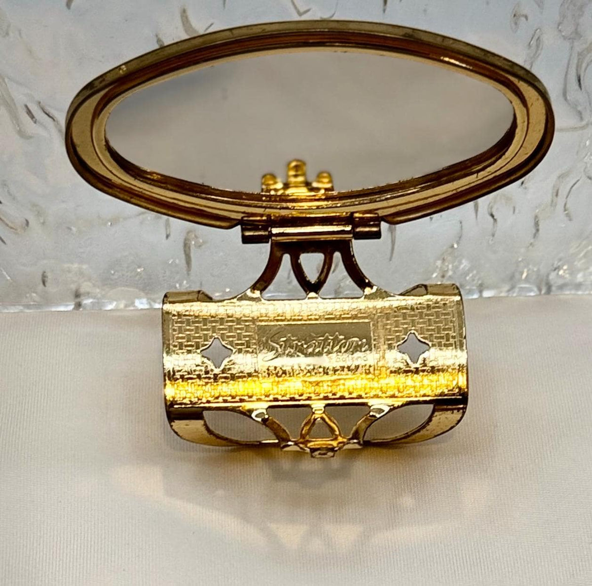 Vintage Stratton Lipstick Holder Ring – Flip-up Mirror, Made in England