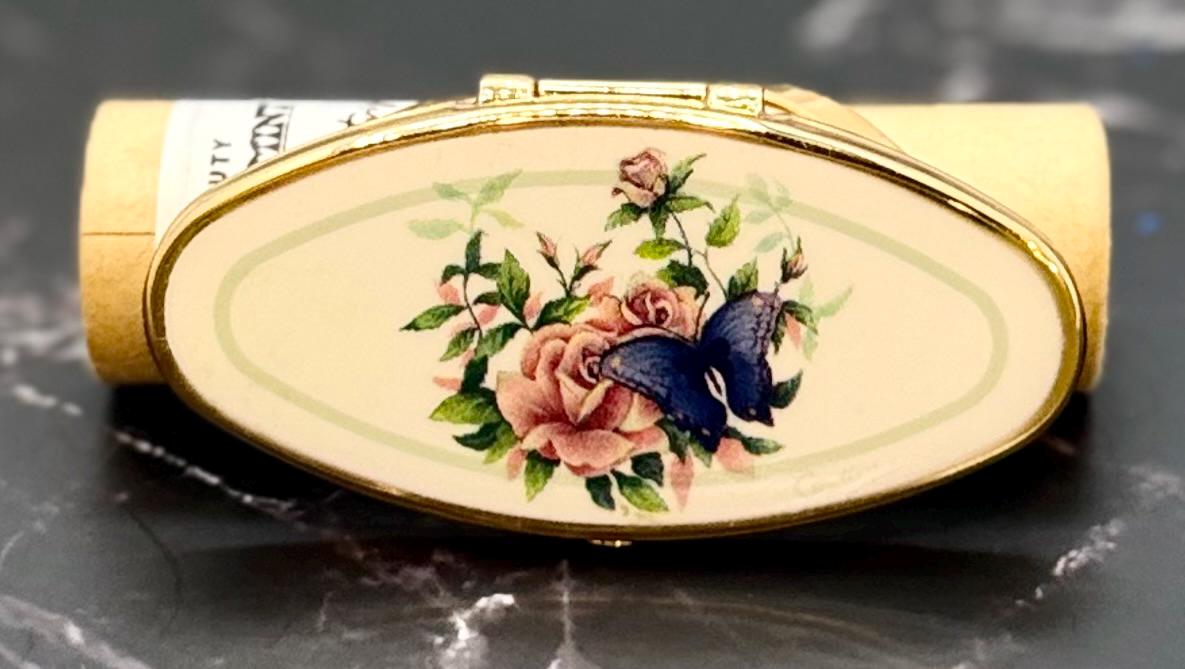 Vintage Lipstick Ring Holder w/Flip-Up Mirror - Eclipse Oval