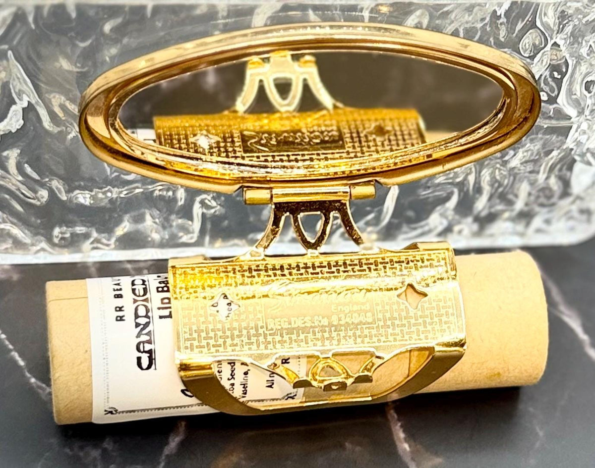 Vintage Lipstick Ring Holder w/Flip-Up Mirror - Eclipse Oval