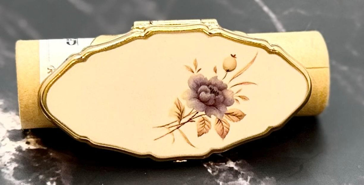 Vintage Lipstick Ring Holder w/Flip-Up Mirror - Eclipse Oval