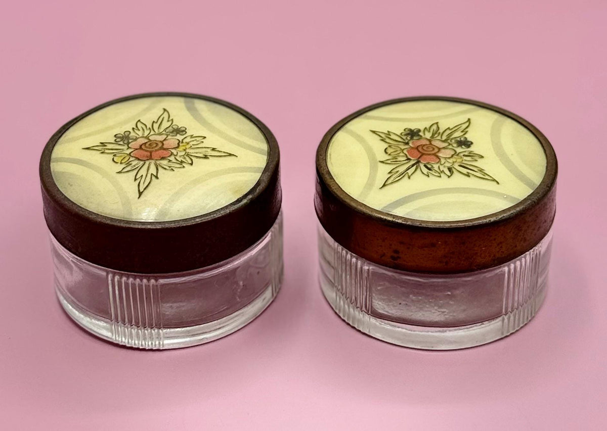 Ladies Dresser Jars - Vintage Collectible Vanity Power Jars - Vanity Storage