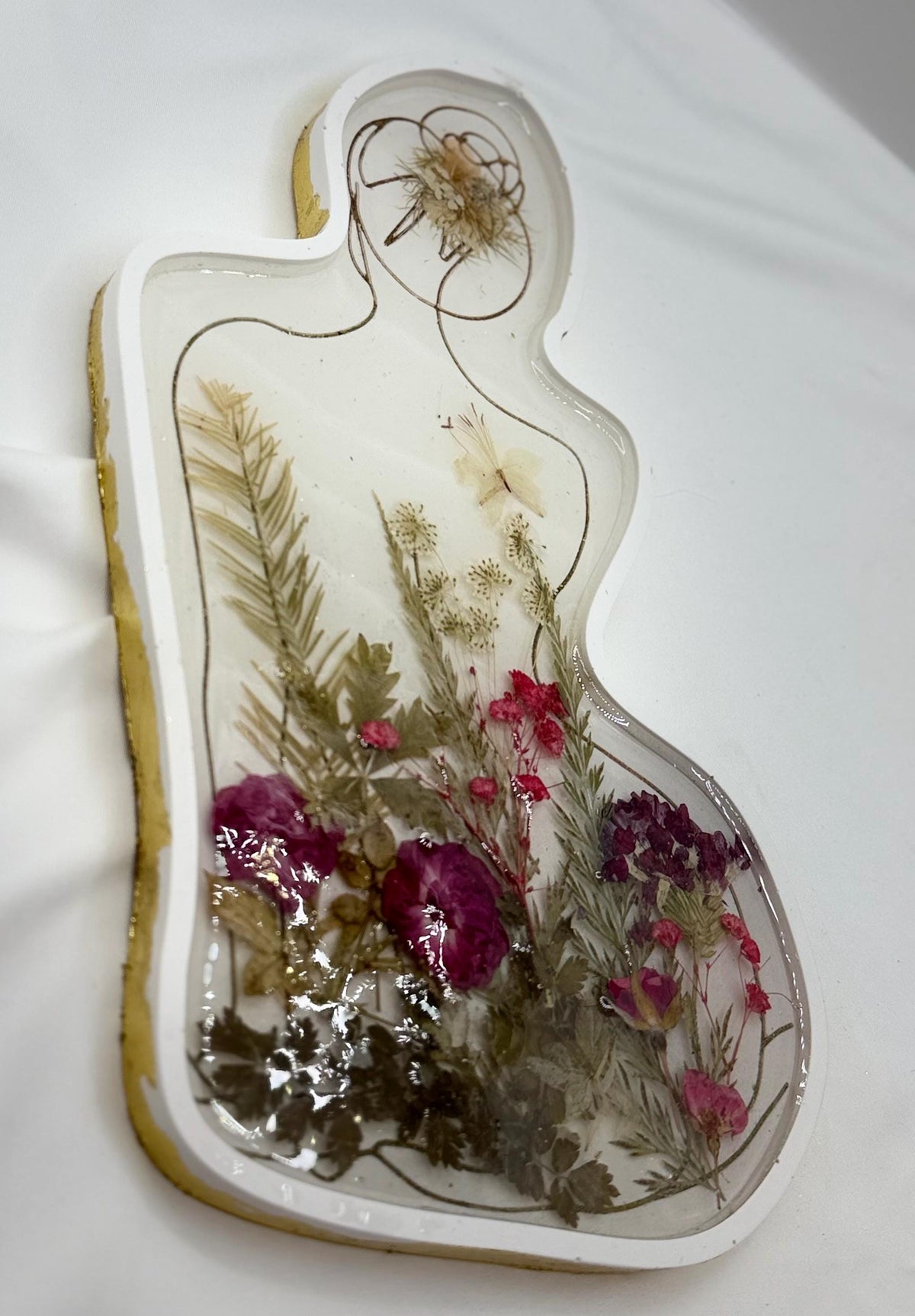 Jesmonite Vanity Tray - Ladies Figure, Dried Floral Display