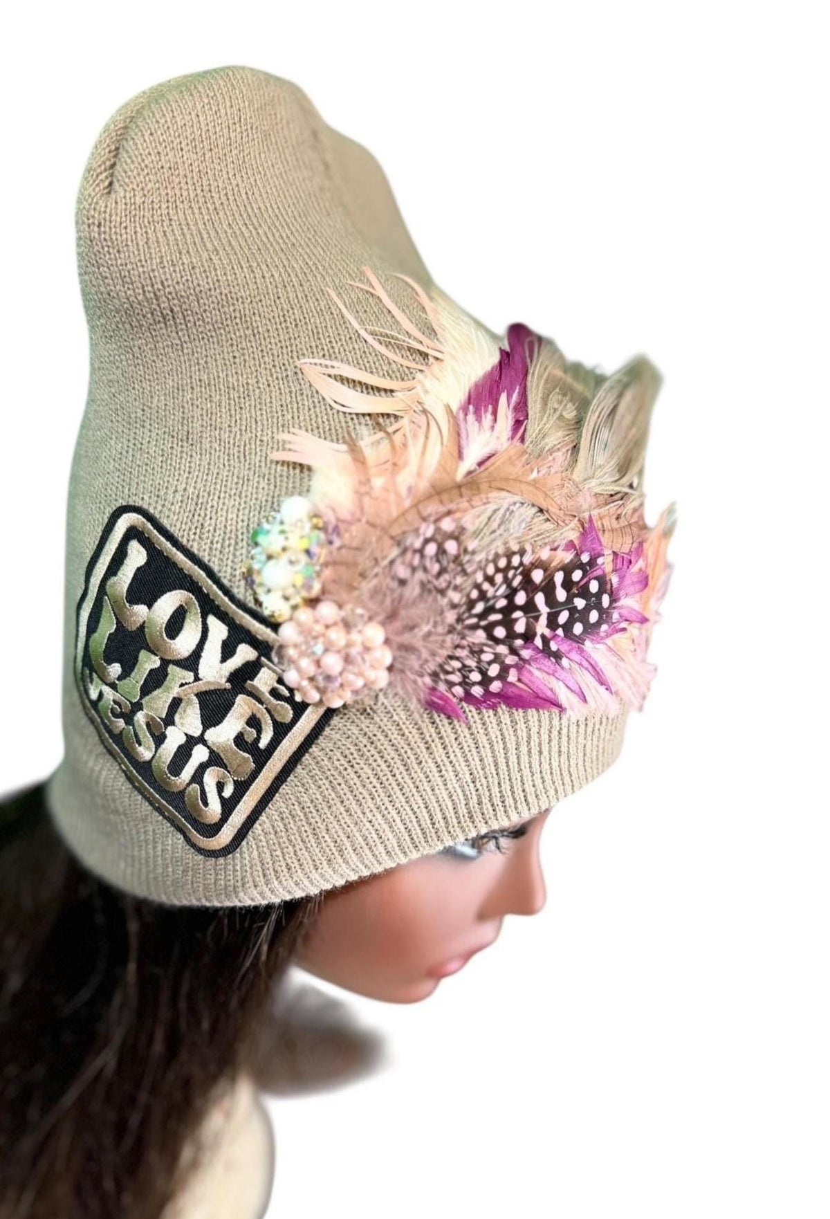 Love Like JESUS, Patchwork Jeweled Designer Hat
