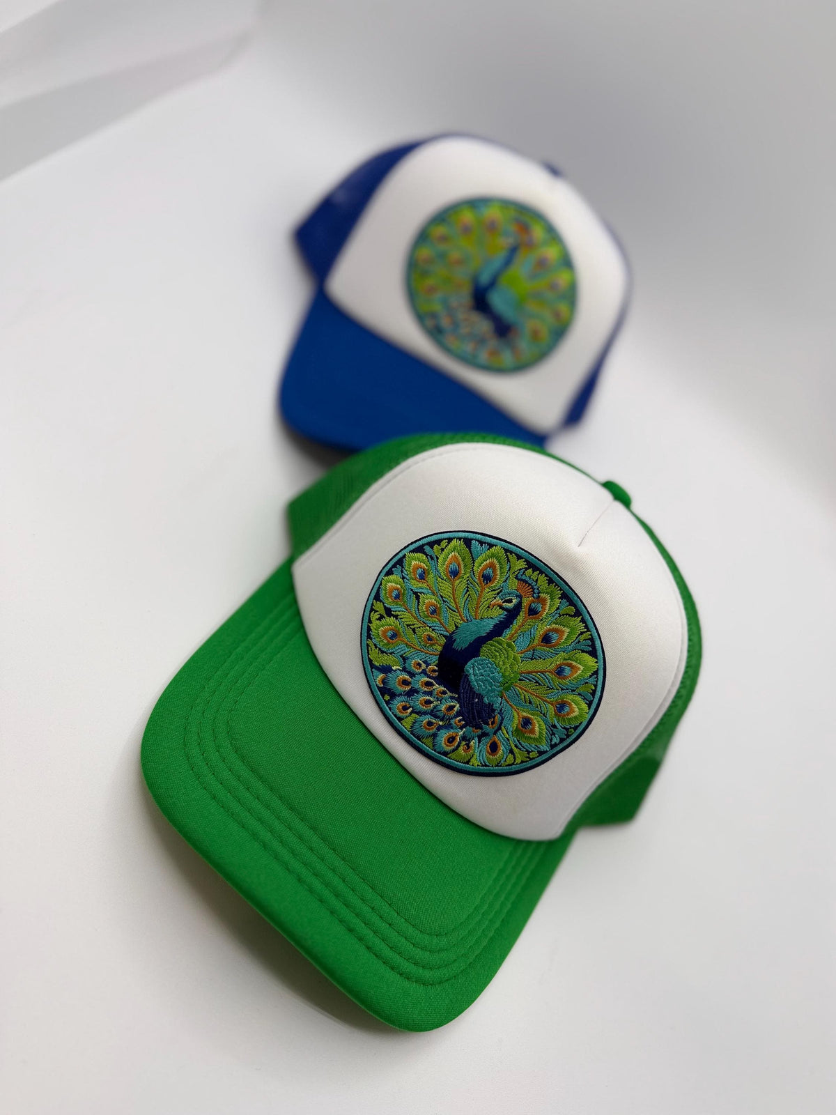 Peacock Patch Trucker Hats | Graphic Hats | Choose Your Design