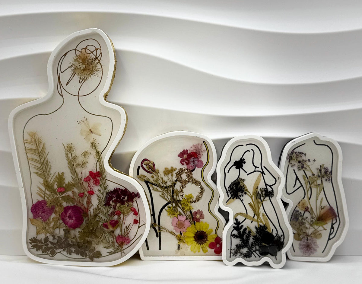 Jesmonite Vanity Tray - Ladies Figure, Dried Floral Display