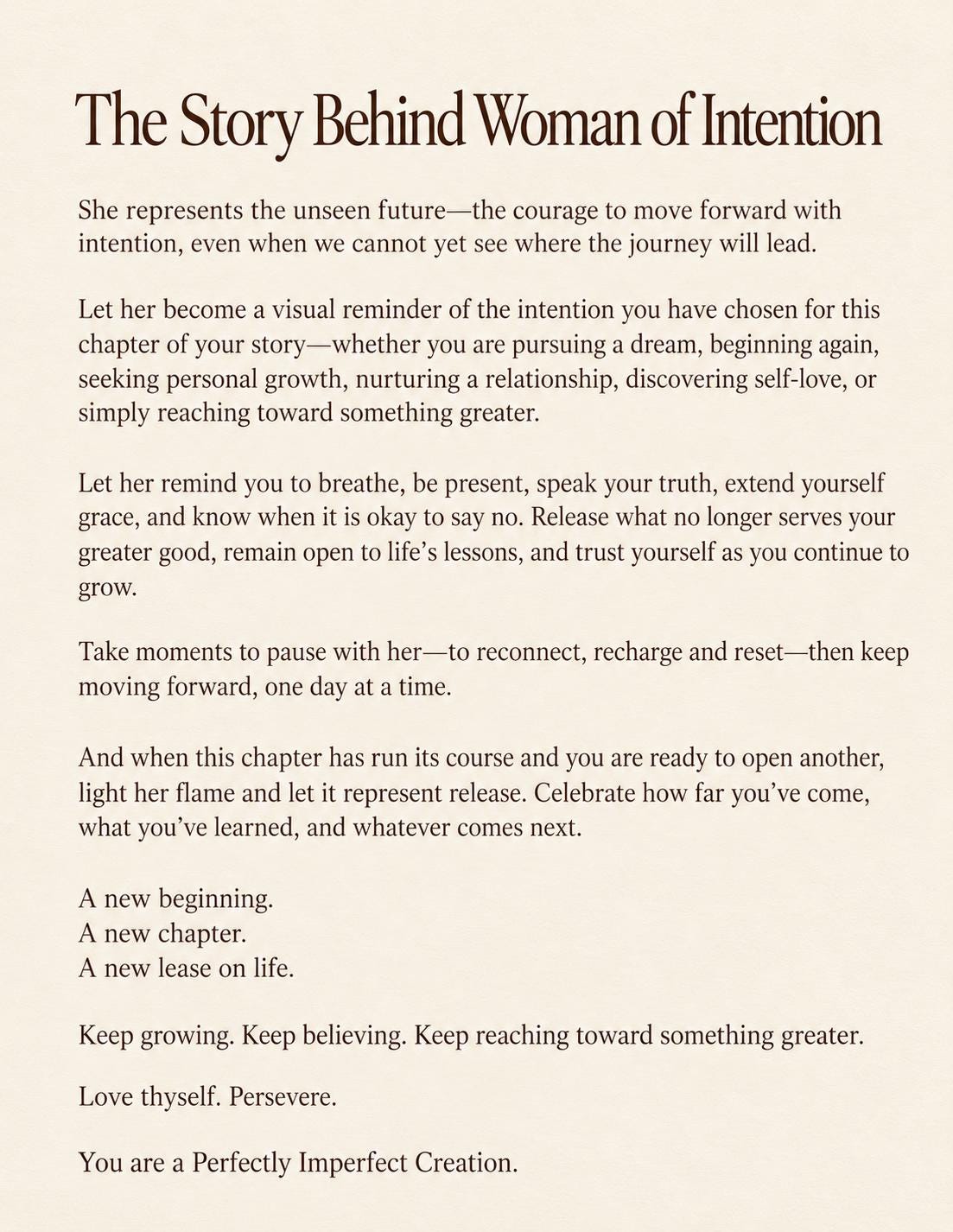 Woman of Intention Sculptural Candle | Handmade Keepsake for New Beginnings