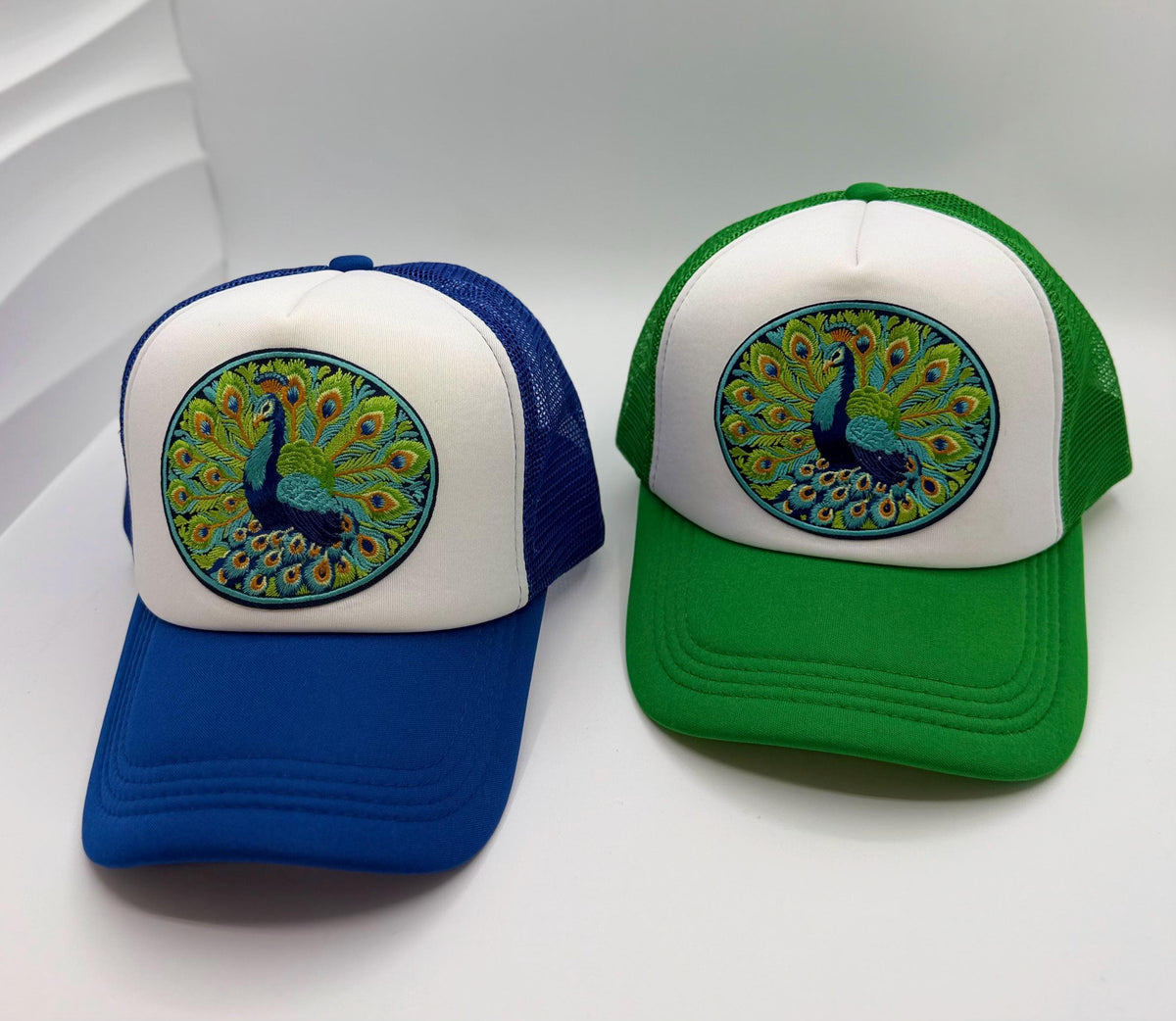 Peacock Patch Trucker Hats | Graphic Hats | Choose Your Design